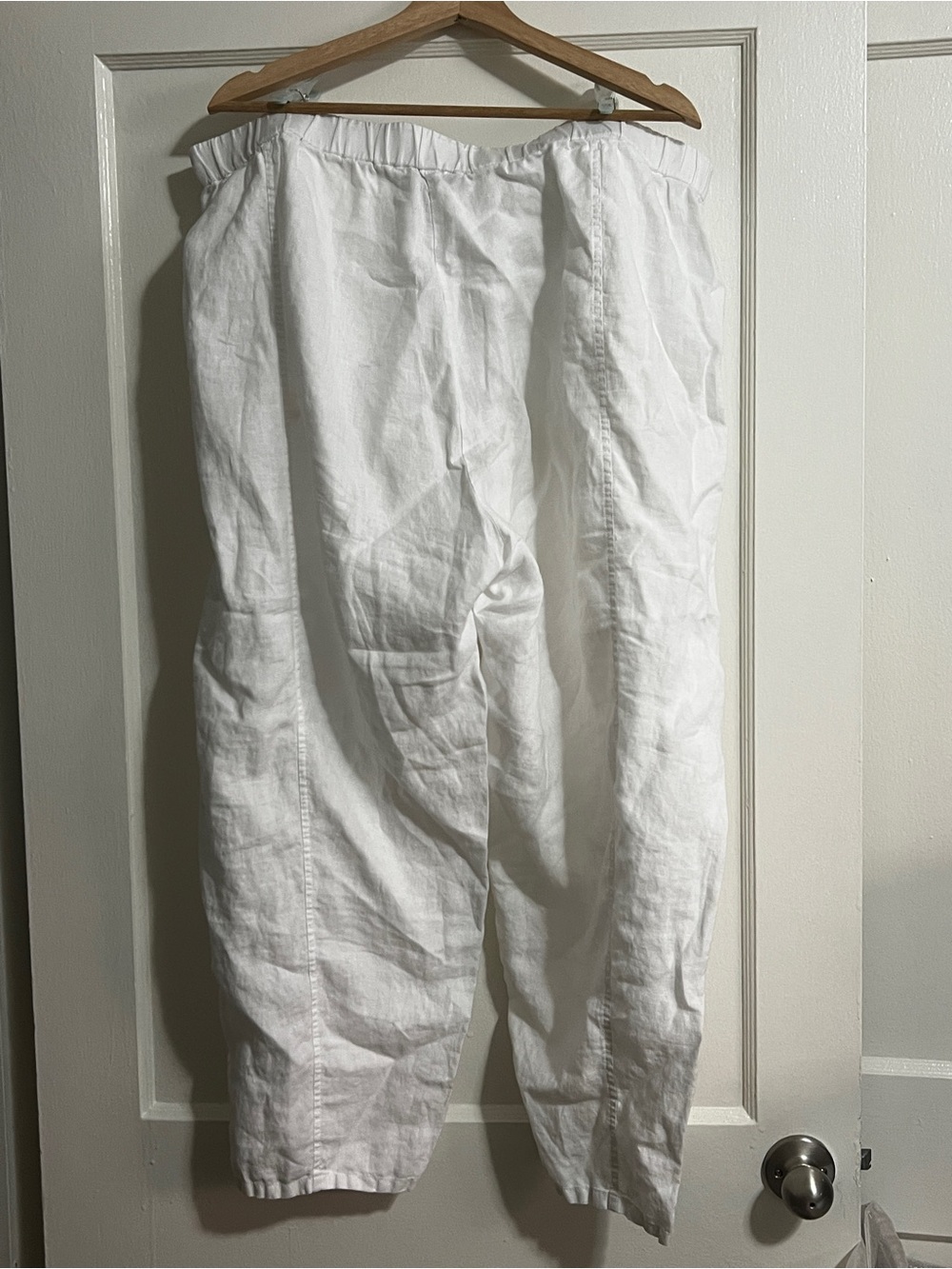 Like New Elastic Waist 100% Organic Linen Eileen Fisher Ankle Pants 1X White - Picture 10 of 12
